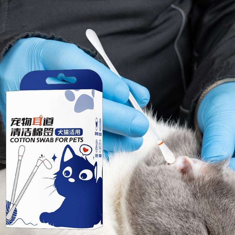 Cat Ear Cotton Swabs Pet Water-Absorbing Ear Cleaning Q Tips 50PCS Soft Ear Care Q Tips Gentle Cotton Swabs With Natural Extract