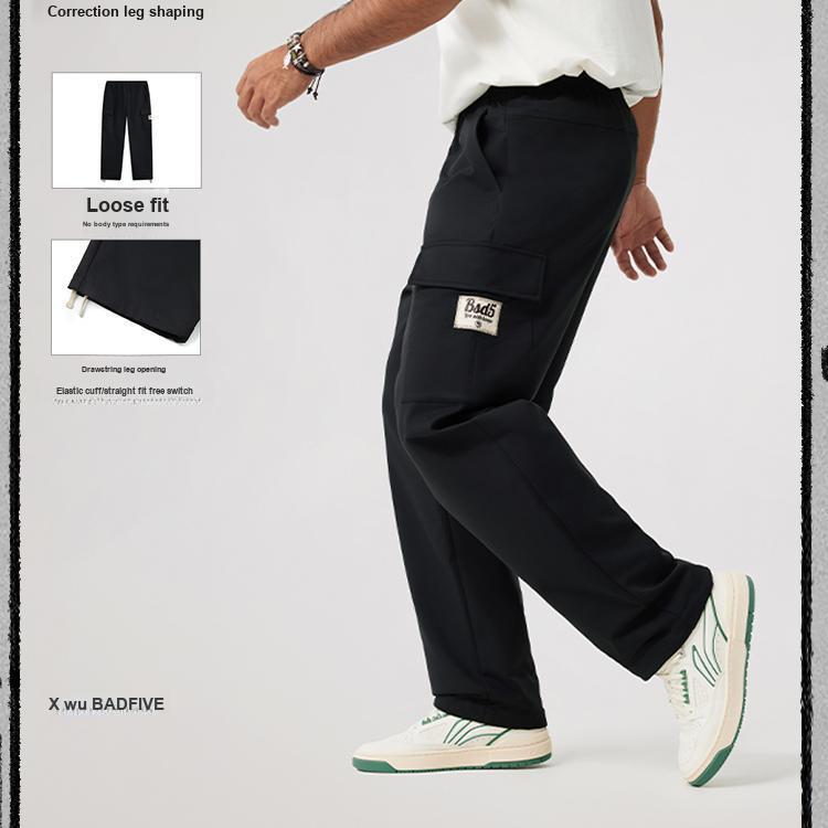 Li Ning Daily Prosperity Series Comfortable Casual Simple Straight Loose Fit Knit Sports Pants Men Bottoms Black AKXV141-2