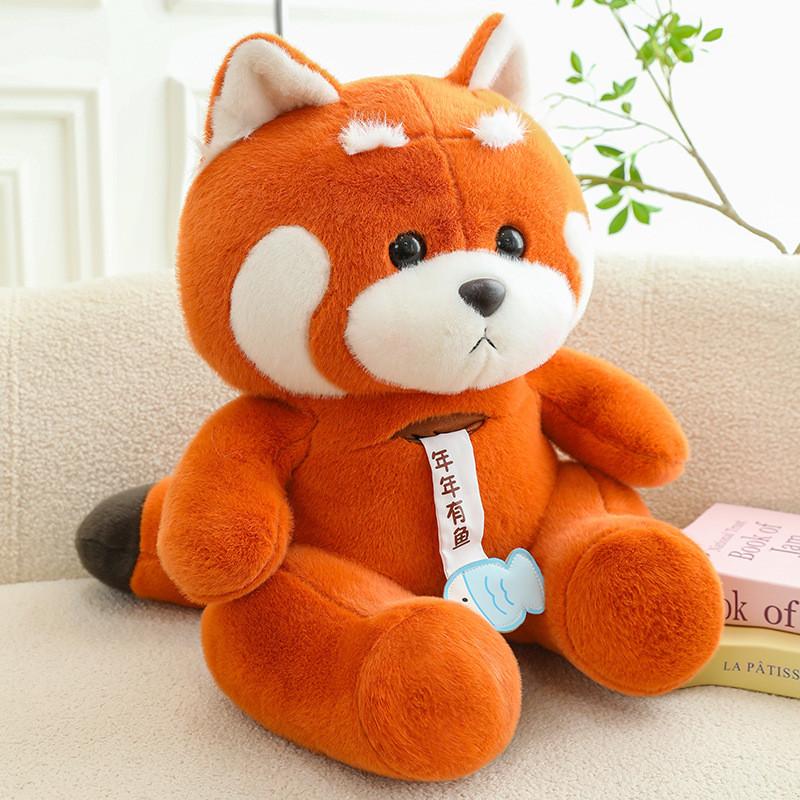 Raccoon Plush Cartoon Toy Orange Furry Stuffed Animal Children Birthday Gift