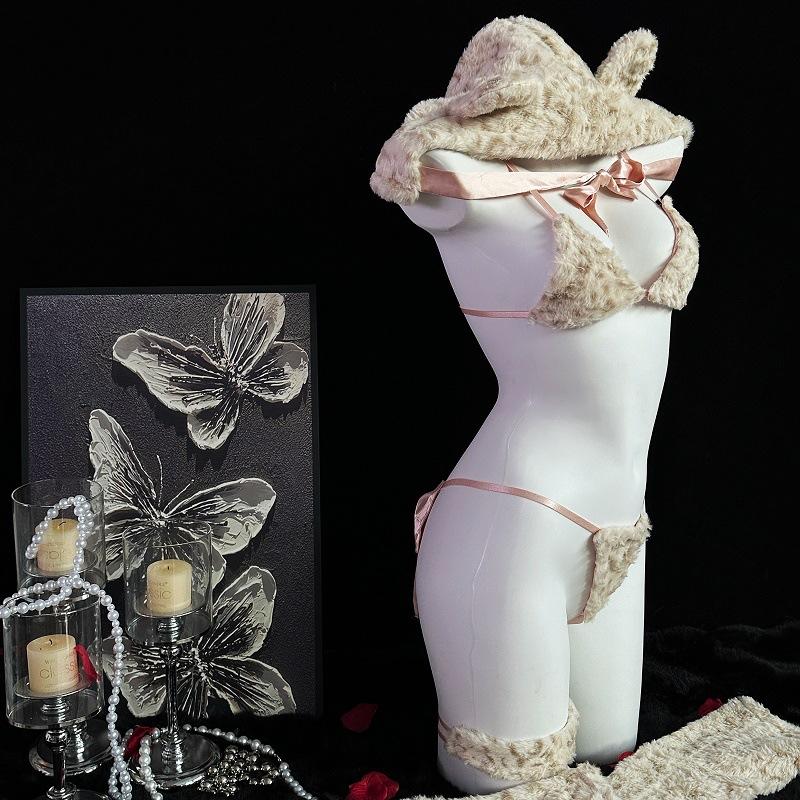 Sex underwear pure yu cute tiger uniform butterfly tail cute cos two-dimensional cat women's underwear set qqn