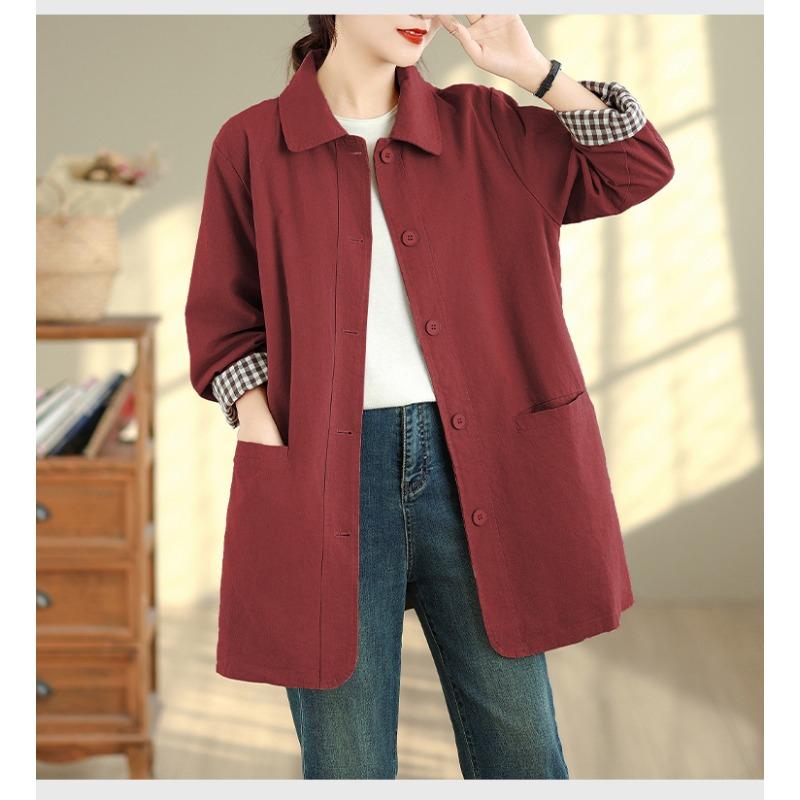 DIMANAF 2025 New Autumn Winter Women Plus Size Coats Jackets Cotton Loose Casual Lady Outerwear Trench