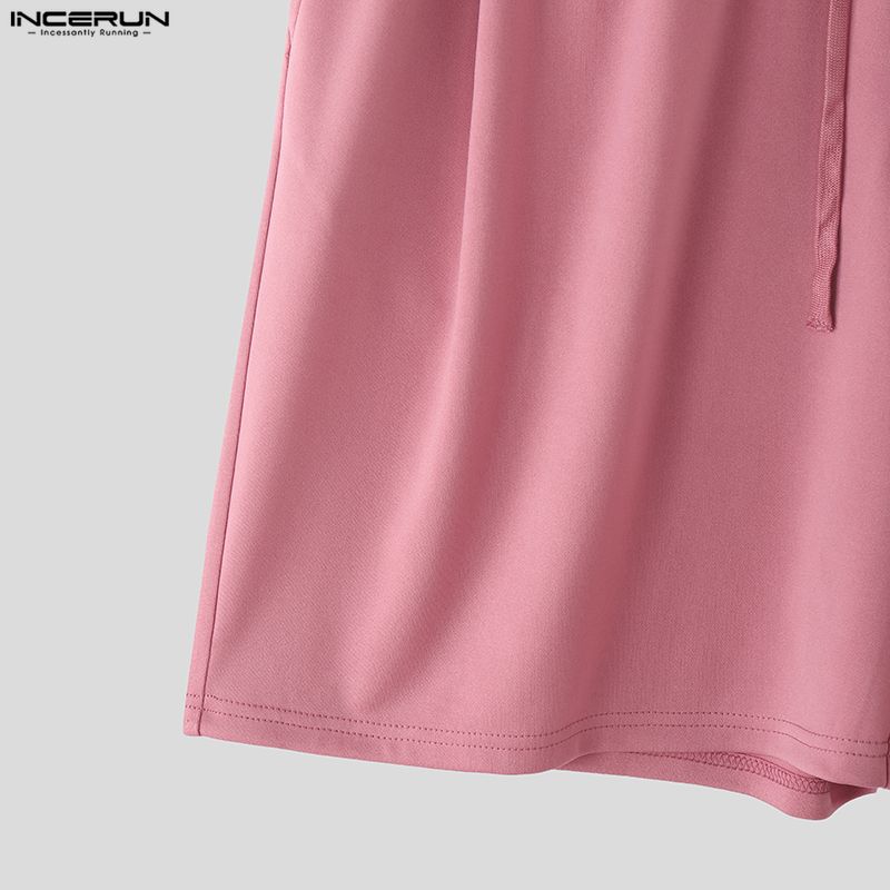 INCERUN Two Piece Suit Men Lapel Neck Short Sleeve T-Shirts Shorts Casual Sports Outfits Sets