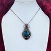Neon Apatite Gemstone Pendant Handmade Pendant Copper Wire Wrapped Unique Jewelry