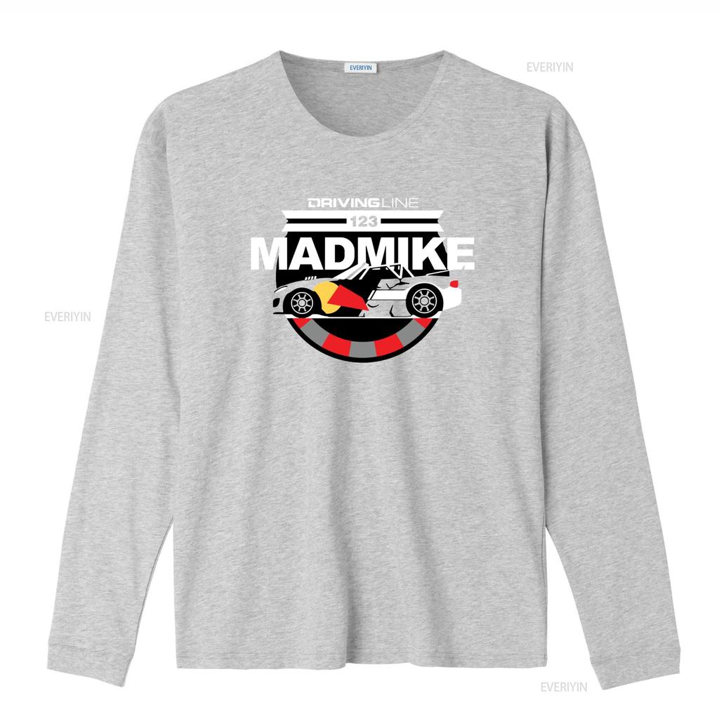 Driving Line 123 Mad Mike Stylisches Auto Print Herren Mittleres T-Shirt vintage Gewaschen streetwear homme Oberteil Für Jeden Tag Tragbar Unisex
