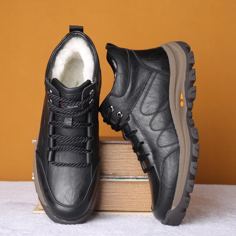

Winter outdoor mountaineering warm wool cotton shoes 2025 new men s high-top men s boots velvet leather boots 2025 direct sales 38