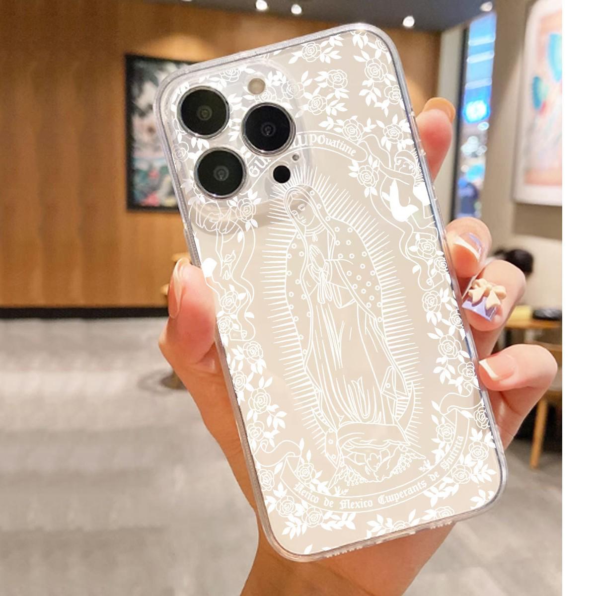 

Ударопрочный прозрачный кружевной чехол для серии iPhone 14/15/16/17 Pro Max iPhone 13 Pro Max прозрачный