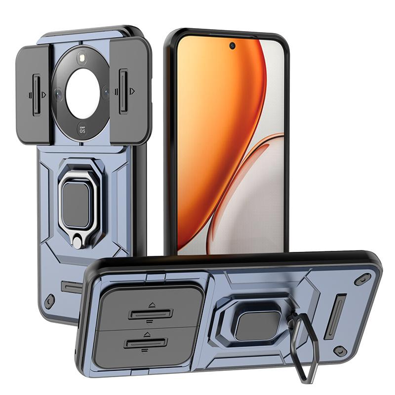 Armor Hard PC Funda For Huawei Honor X70 5G Slide Lens Camera Protection Ring Holder Back Cover Shockproof Magnet Coque Capa