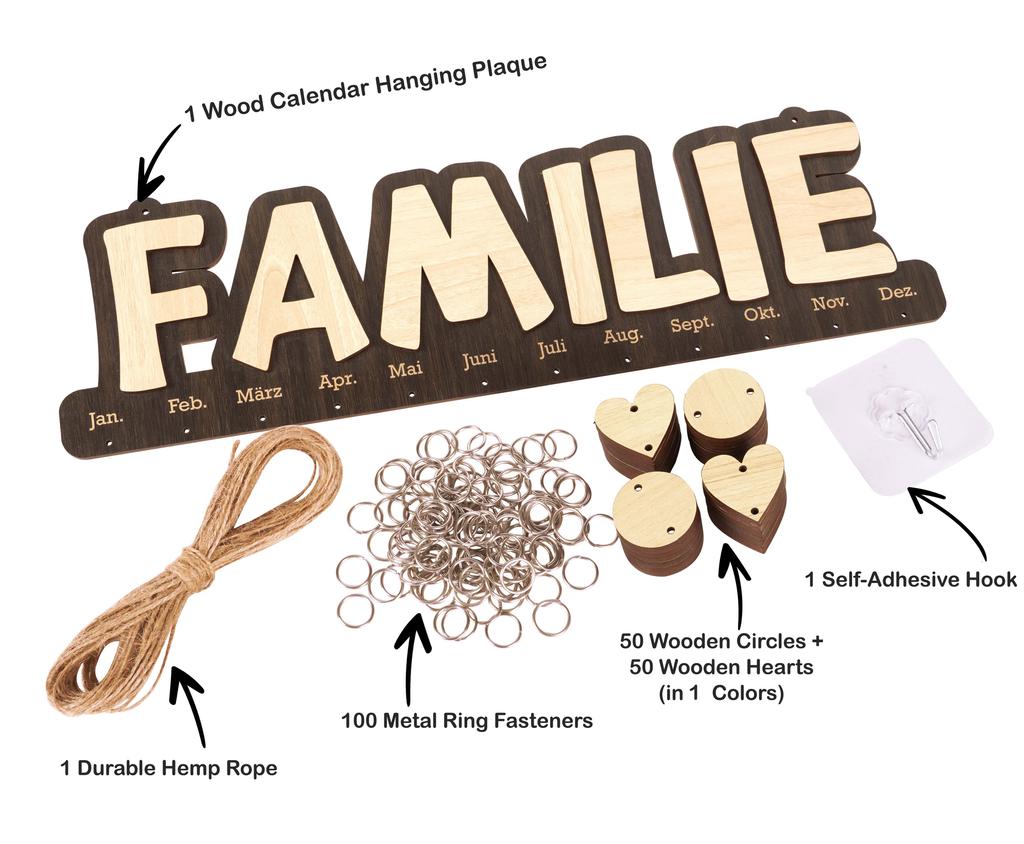 Inkdotpot Familiengeburtstagserinnerung Wandbehang Holz DIY Geburtstag Tracker Plakette Wandbehang Ewiger Kalender