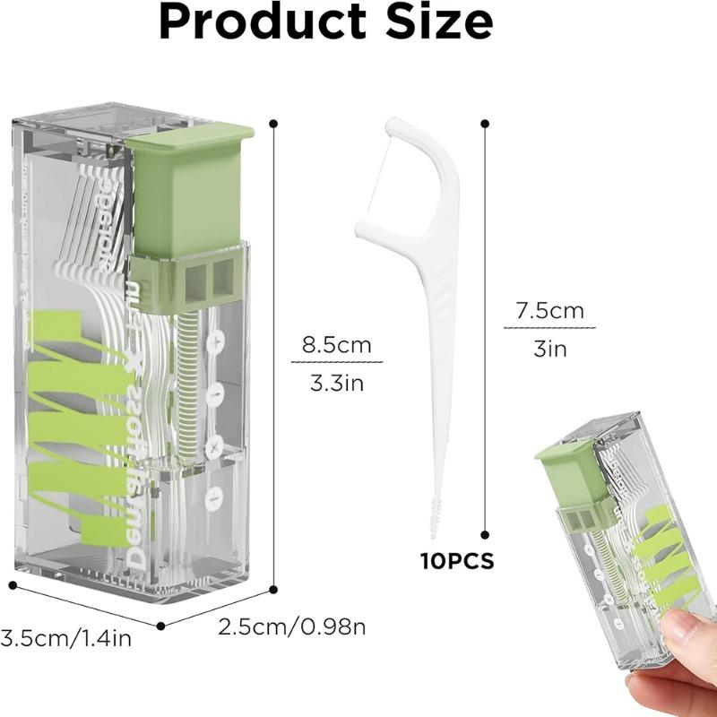 Automatic Pop-up Dental Floss Dispenser with 10 Refills - Hygienic One-Touch Storage Box for Oral Care, Portable Travel Case