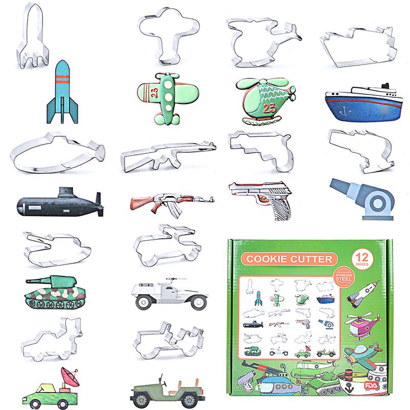12-Piece Stainless Steel Cookie Cutter Set: Easter, Rabbit, Dinosaur, Christmas