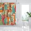 Multicolor Desert Cactus Shower Curtain Southwest Plants Tropical Style Bathroom Decorative Shower Curtain with 12 Hooks