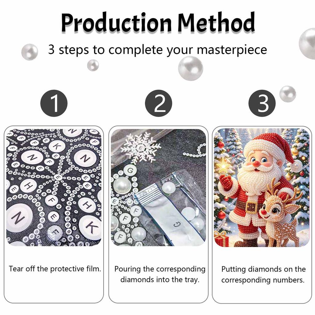 Christmas Pearl Painting Kit Handmade DIY Santa Claus Reindeer Snow Forest Home Decoration Painting