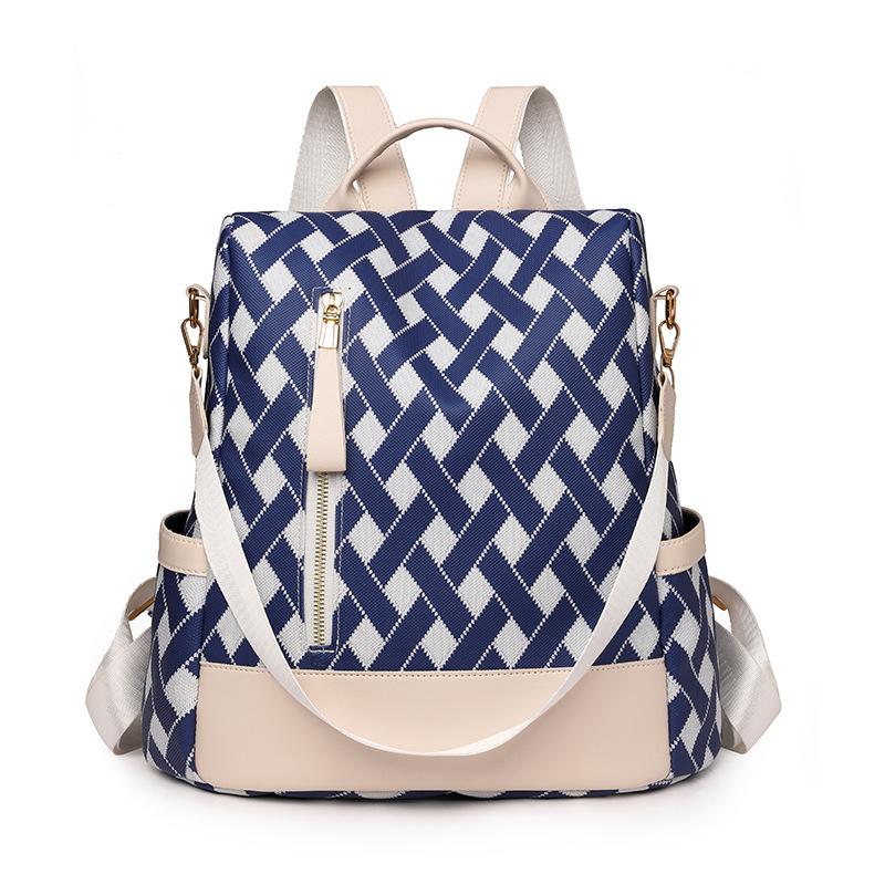 Anti-theft Backpack Women's Contrast Color Outdoor Travel Backpack Nylon Schoolbag