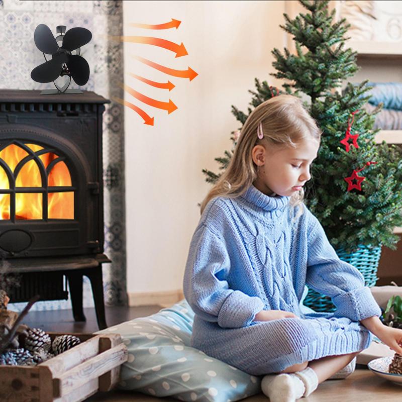 Stove Fan Fireplace Blower Non Electric Thermal Burning Stove Fan Warm Air Circulating Blower Sturdy Wood Log Burner Fan Stove