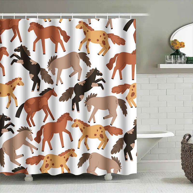 Dekorieren Sie Ihr Badezimmer mit dem Pferde-Duschvorhang-Set 24 Farben erhältlich! Moderne Badezimmer-Accessoires Für Kinderzimmer Dekorationen Geschenk