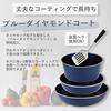 Pearl Metal 5-Piece Frying Pan and Pot Set, Induction Compatible, Dark Blue, Diamond Coat, Removable Handles, HB-3975