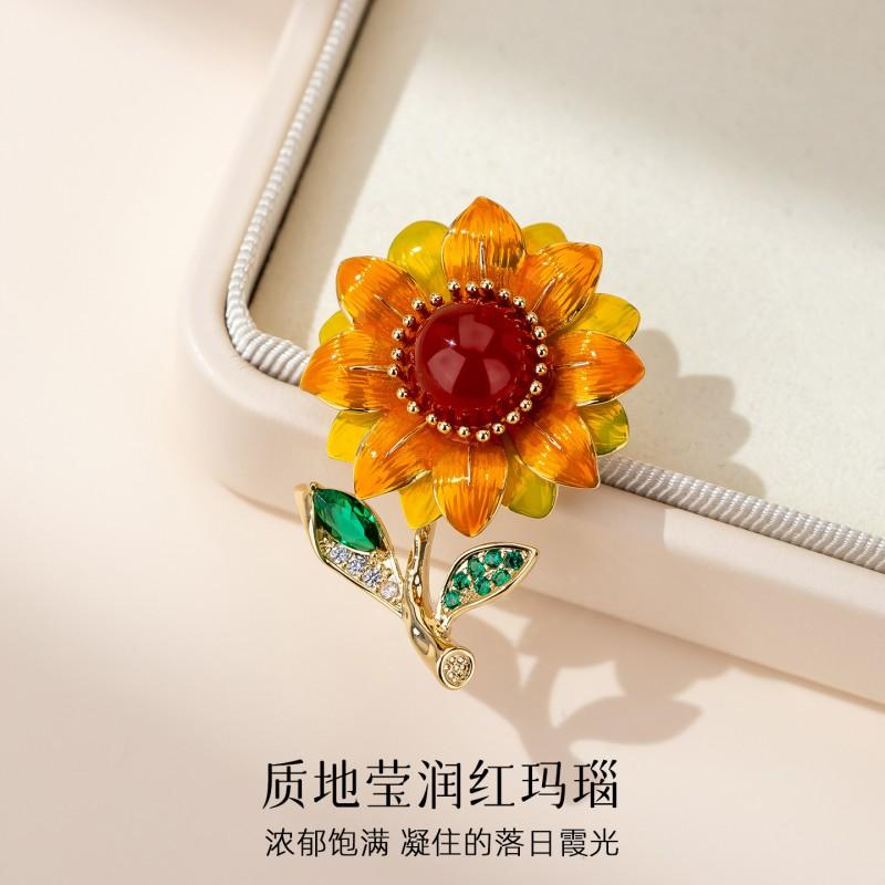 Sunflower Brooch Pin Gold Decorative Accessory Clothes Scarves Bags Small Unique Design