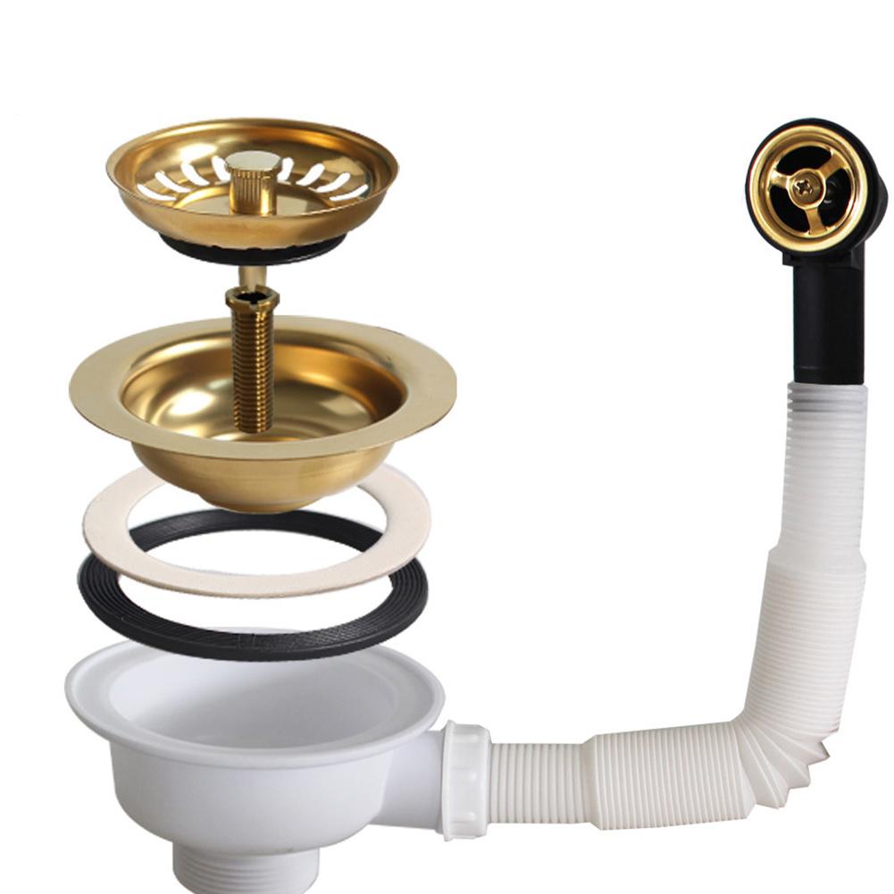 

114 мм Сетчатый слив для кухонной мойки с золотым покрытием и защитой от перелива, совместимый с отверстиями для мойки от 86 до 95 мм China Mainland