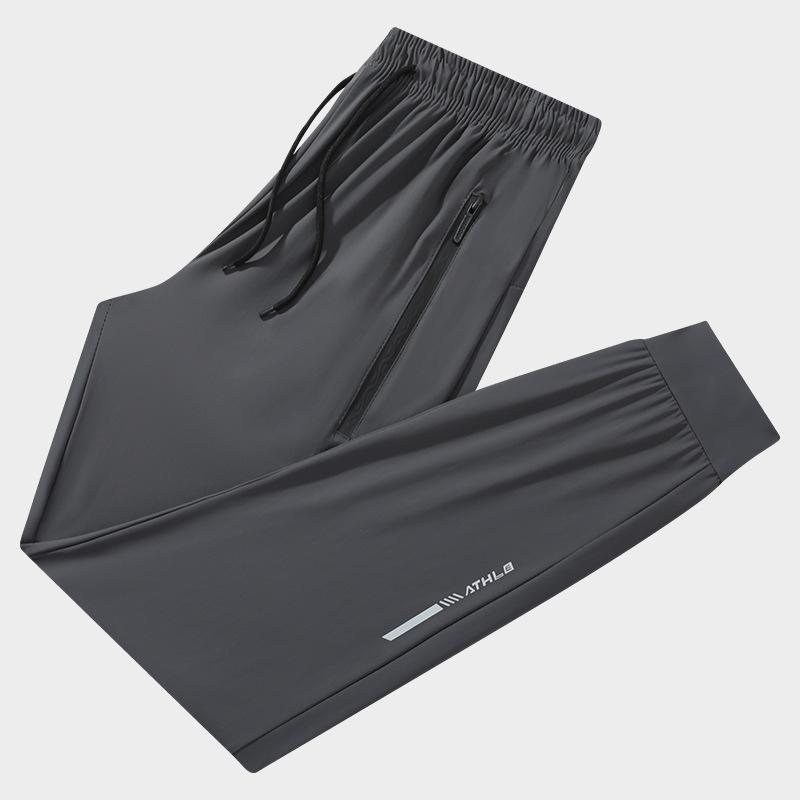 Men's Thin Summer Men's Elastic Sports Casual Pants, Quick Drying Silk Skating Straight Leg Oversized Pants for Men