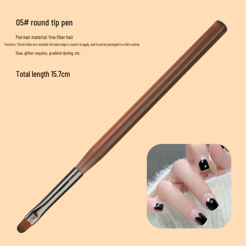 9dílná japonská průsvitná hnědá sada štětců na nail art pro malování linek, ombre a květin