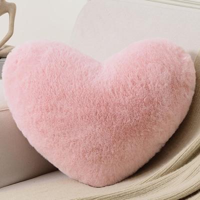 12/17" Faux Rabbit Fur Heart Pillow Decorative Pillows Plush Love Heart Shaped Fluffy Throw Pillow Cushion Valentine's Day Gifts