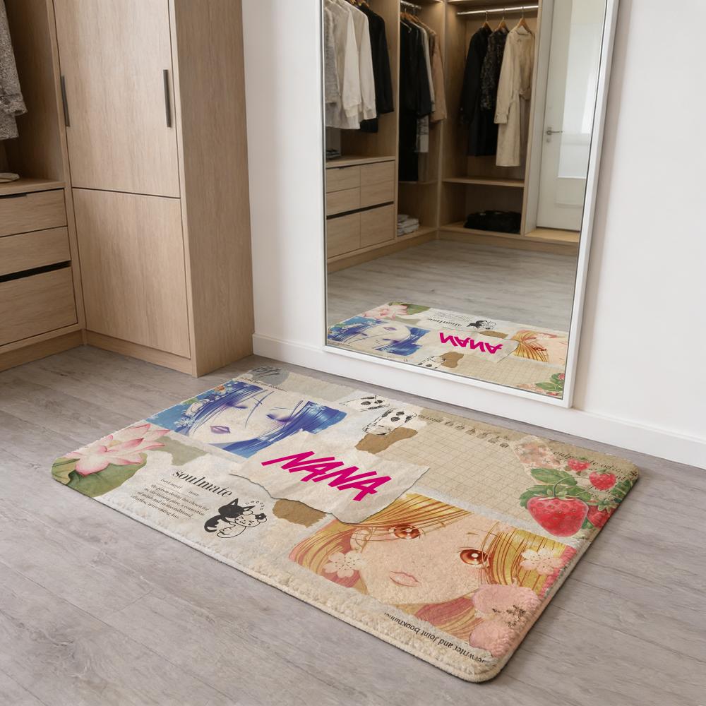 Anime Vintage N-Nana Floor Mat Flannel Door Mat Non-Slip Absorbent Washable Indoor Home Rug