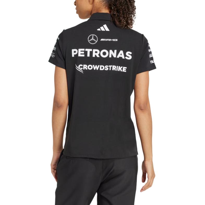 adidas X Mercedes-Amg Petronas F1 Team Ss25 Mode Weich Vielseitig Gestreift Bequem Kurzarm Poloshirt Damen Oberteile Schwarz JX0759