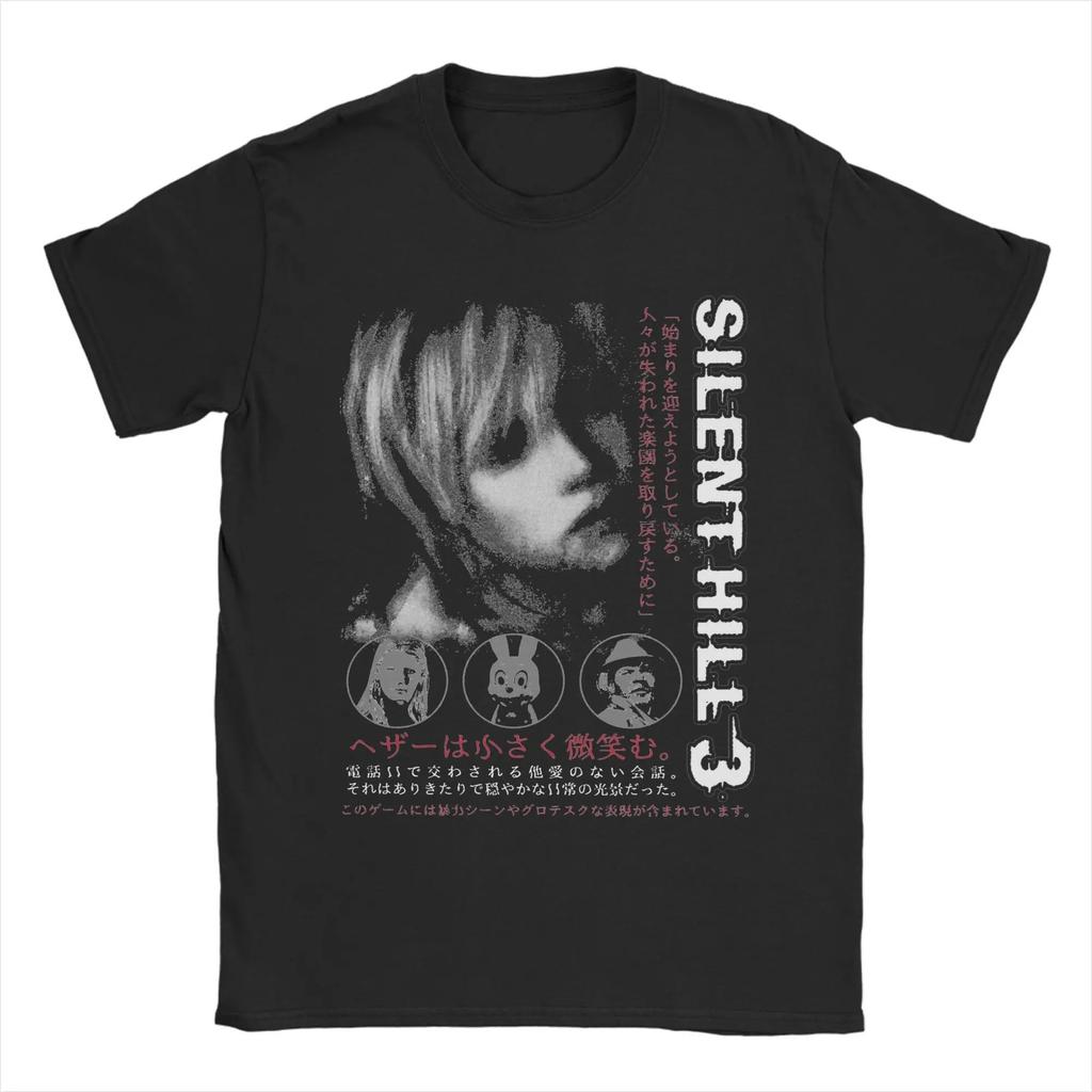 Silent Hill Horror Game Printed Pure Cotton Tshirt Trendy Retro Dark Thriller Style Personalized Wearing Pure Cotton Tee Unisex