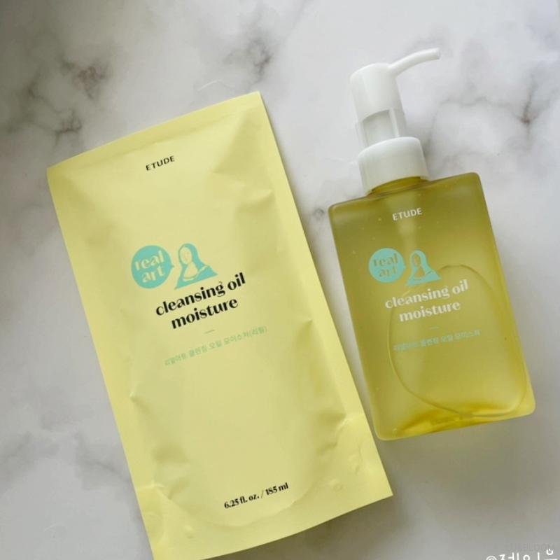 Etude Real Art Cleansing Oil Moisture Set (Main Bottle 185ml + Refill Pouch 185ml) (+Free gift)