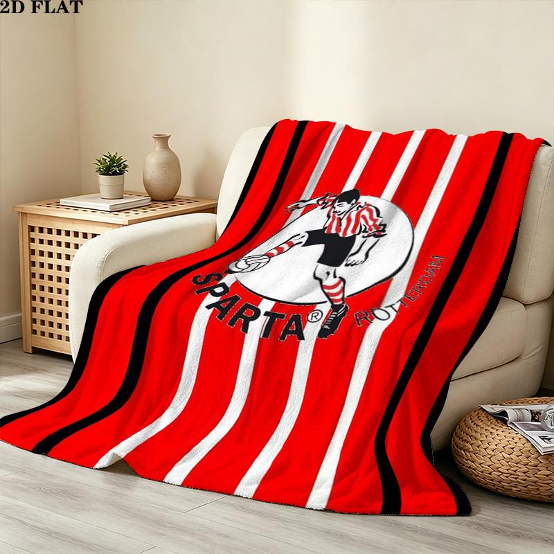 Sparta Rotterdam Print Flannel Blanket, High quality Comfortable for All Seasons, Home Decor, Warmth and Comfort, Perfect for Christmas Gifts