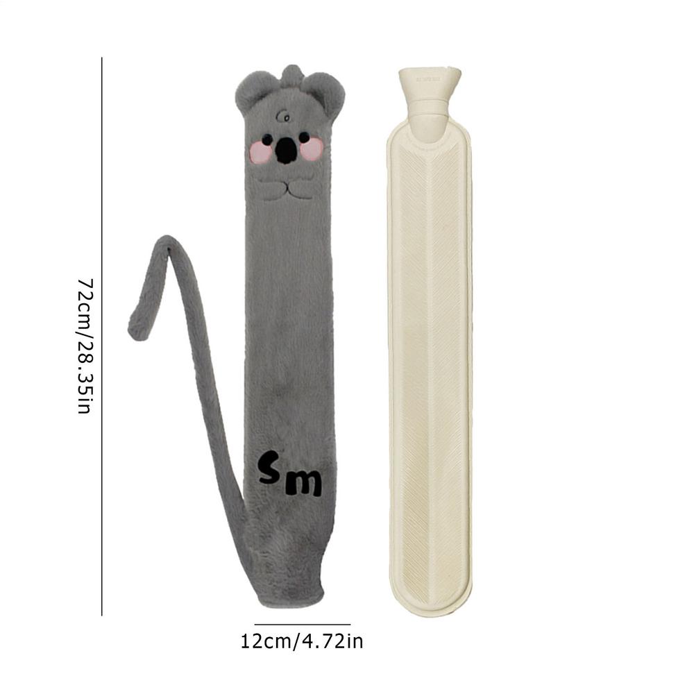 2 л Длинная грелка Зимняя грелка Резиновая поясная грелка для рук Портативная Большая вместимость Грелка для рук с мягким чехлом