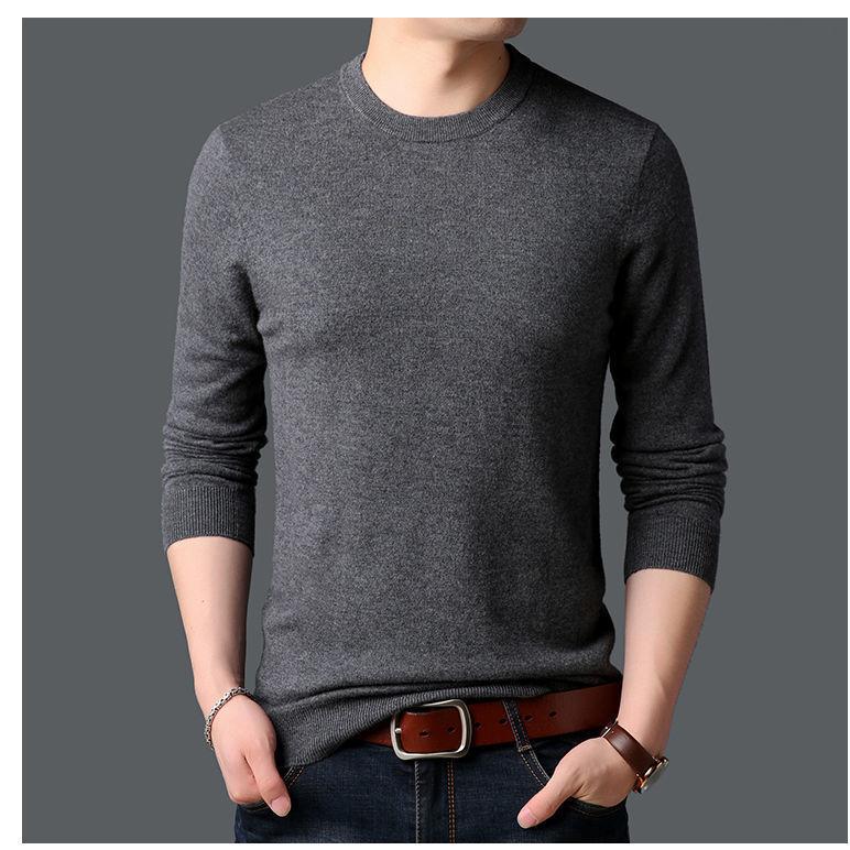 

2025 весна и осень зима мужской круглый вырез плюс толстый большой свитер пуловер молодежный однотонный свободный вязаный свитер 5XL темно-серого