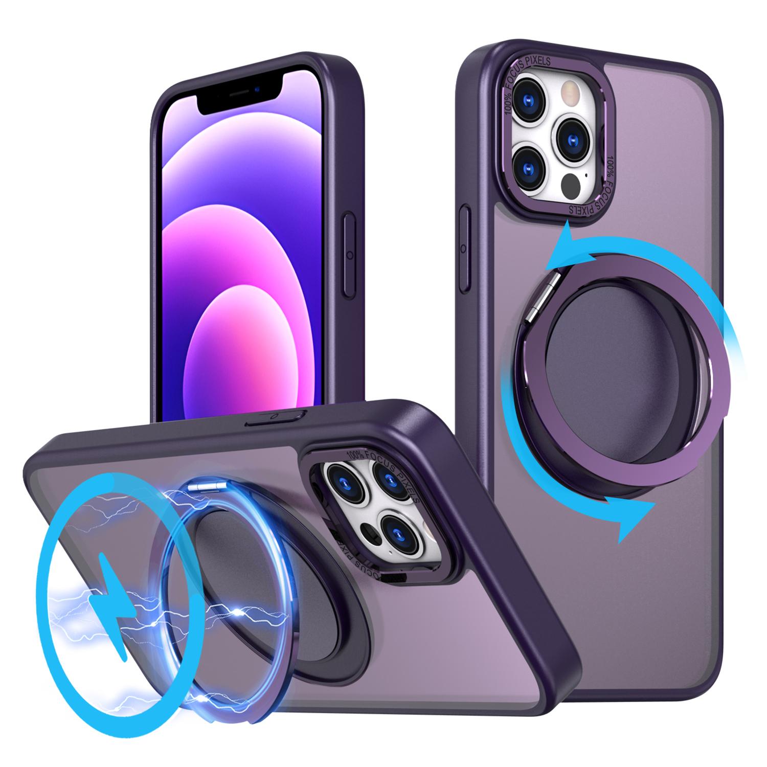 

For iPhone 12 Pro Max Kickstand Magnetic Case Compatible with MagSafe Purple