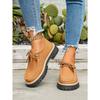 Women's Block Heel Non Slip Lace Up Leather Shoes Spring Autumn Solid Color British Style Loafers