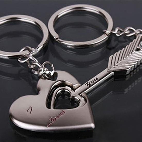 2Pcs Key Chain Heart Multipurpose Zinc Alloy Creative Lovers Keychains for Car Key