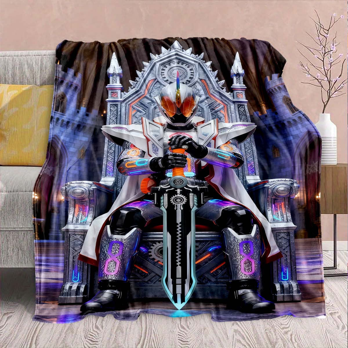 

Kamen Rider Anime Flannel Blanket – Soft, Warm, Perfect for Sofas, Bedding, Camping, Travel, Office, and Home Decor – QJY 75x90cm