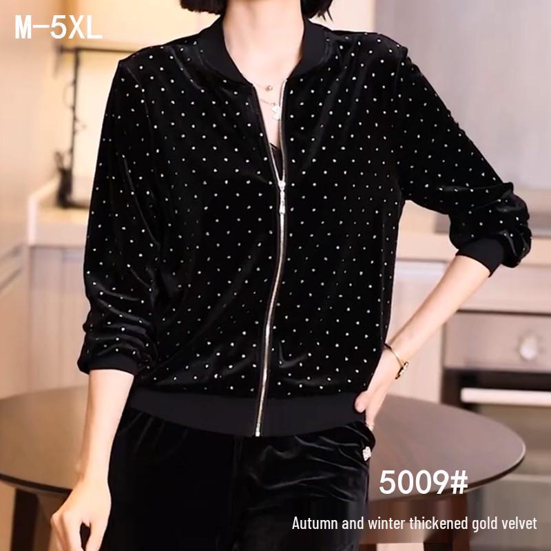 Golden Velvet Women's Slim Fit Baseball Jacket – Korean Style Autumn/Winter Fashion.