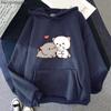 Peach Cat Hoodies Women Funny Mochi Fashion Sweatshirts Peachcat Female Harajuku Tops Round Neck Oversized  Kawaii Y2k
