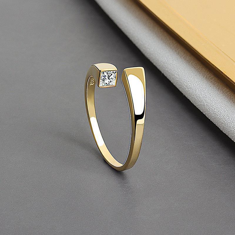 Gold Silver Color Cubic Zirconia Rings for Women Men Adjustable Simple Daily Wear Fashion Jewelry Accessories Gifts