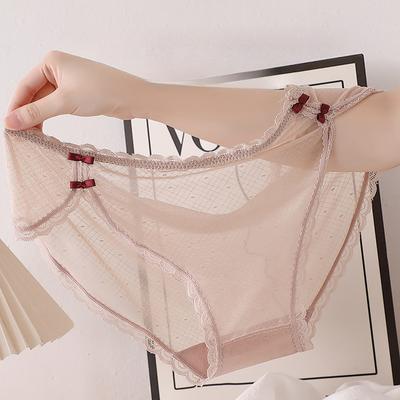 Mutandine Sexy in Pizzo Taglie Forti Fiocco Rete Seta Ghiaccio Vita Media Mutandine da Donna