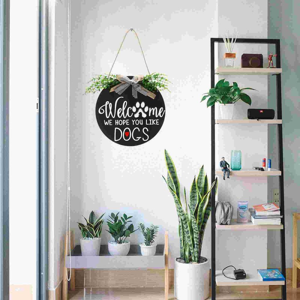 House Number Flower Wreaths for Front Door Emblems Decor Round Pet Pendant Delicate Welcome Sign Board Tag Decorate