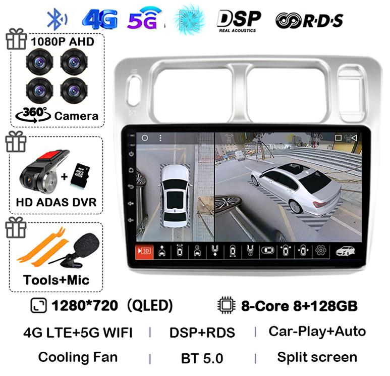 Android 14 Wireless Auto Carplay For Mitsubishi Pajero iO 1998-2007 Car Radio GPS Navigation 4G WIFI Multimedia Video Player DSP