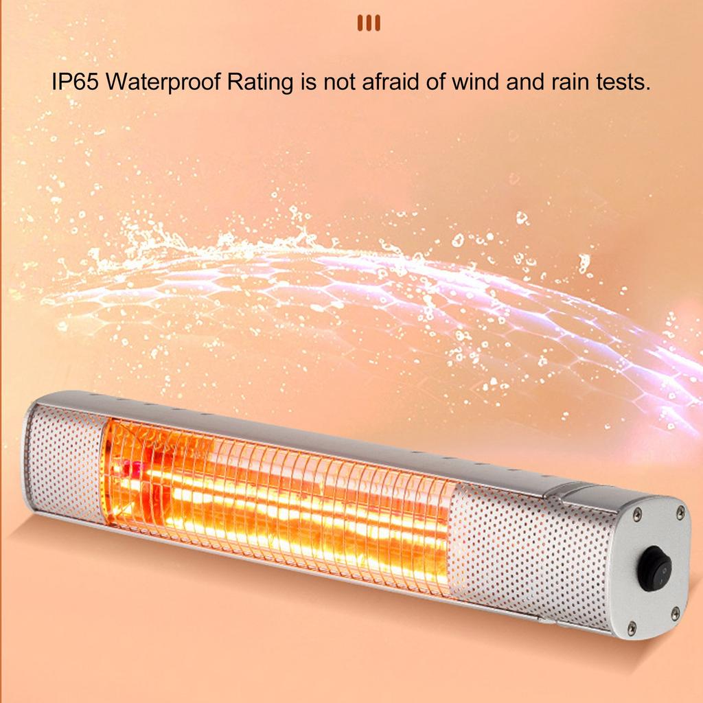 1500W Infrared Heater Indoor Outdoor Wall Patio Heater IP65 Waterproof 30 Square Meters Coverage 3S Fast Heating