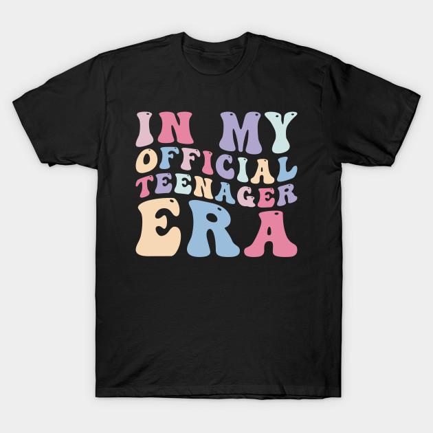 

Men Black Print T-shirt In My Official Teenager Era No-Cut Transfer Paper Print Cotton Tshirt L чорний
