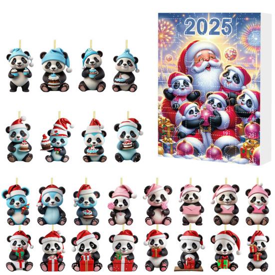 2025 Panda Adventskalender med 24 Panda-pynt Barnas Juleferie Nedtellingskalender Juletrepynt