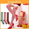 Long Striped Polyester-spandex Knee Socks For Xmas Cosplay