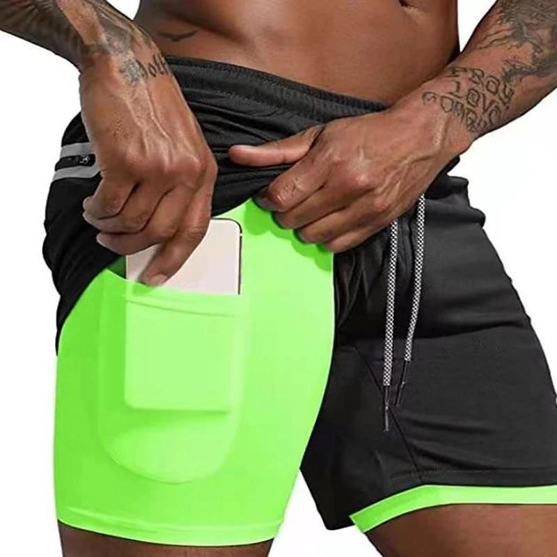 Sportshorts Mannen Sportkleding Dubbellaags Hardloopshorts Strandbroek Zomer Sportschool Fitness Training Jogging Korte Broeken