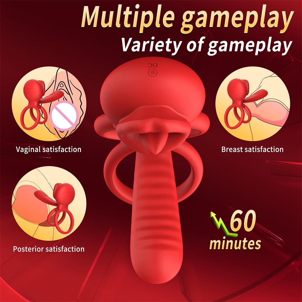 APP Control Penis Cock Ring Vibrator Penis Delayed Ejaculation Testicles Clit Nipple G Spot Stimulator Sex Toy for Couples 18+