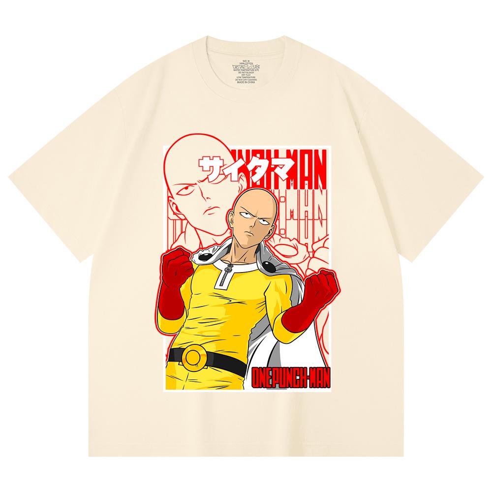 

230 Gsm 100% Cotton One Punch Man V7 Saitama Print Unisex Heavy Cotton T Shirt XS абрикосовый