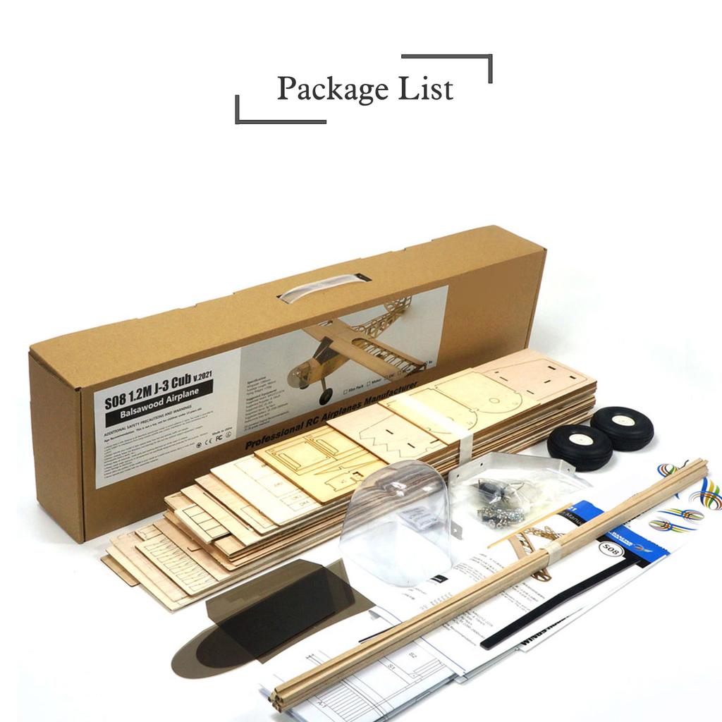 RC Wood Plane, Dancing Hobby S0801 Balsa Wood RC Plane 1.2M Piper Cub J-3 Remote Control Craft KIT Version Flying Model with Large